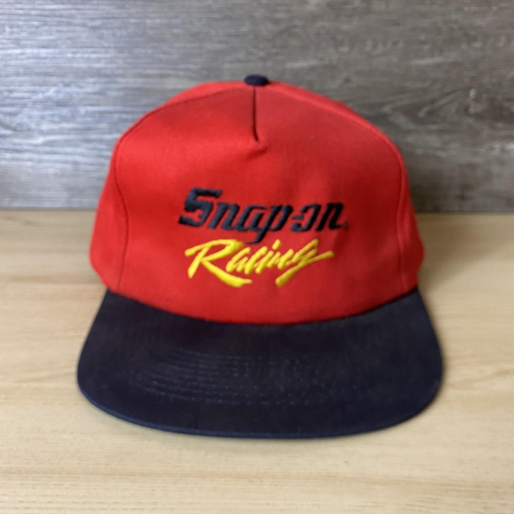 Vintage Snap-on Hat Cap Snap Back Red Black Racing Embroidered Mens KC 90s